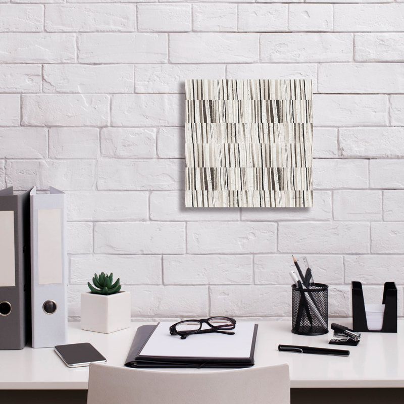 "Epic Graffiti" Neutral Stripes 2 "par Cheryl Warrick, art mural sur toile, H 12 po x l 12 po