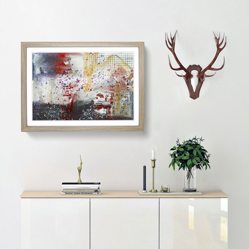 Abstract Art Painting Vol.91 by S.Johnson - Framed Print, 36cm H x 48cm W x 2cm D, Oak Framed