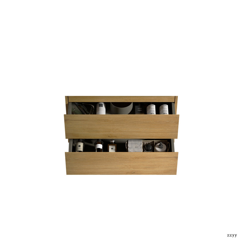 Armoire murale sans bassin, couleur chêne naturel, avec deux tiroirs,, 30", Chêne