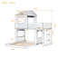 Lit superposé gris antique avec maisonnette et lit simple au-dessus de pleine grandeur, construction en bois massif pour garde-corps en bois, loft, pin