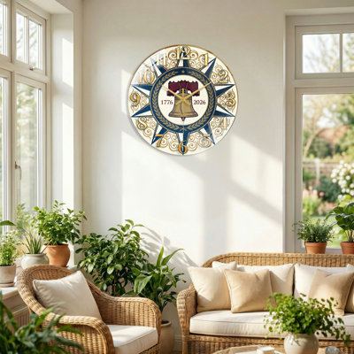 Liberty Bell USA 250th Anniversary Merchandise Modern Decorated Glass Wall Clock Home Decor Art-23.6"