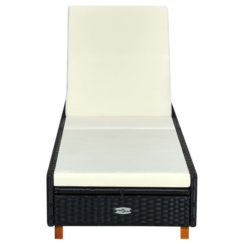 Vidaxl Sunbed With Cushion Poly Rattan Grey, White, Black