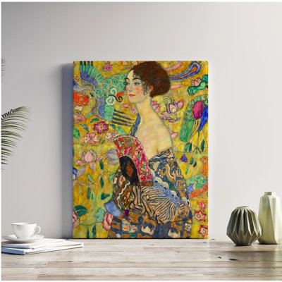 Lady with Fan by Gustav Klimt Size:1.5" Canvas Prints Giclee Print Wall Art for Home Decor