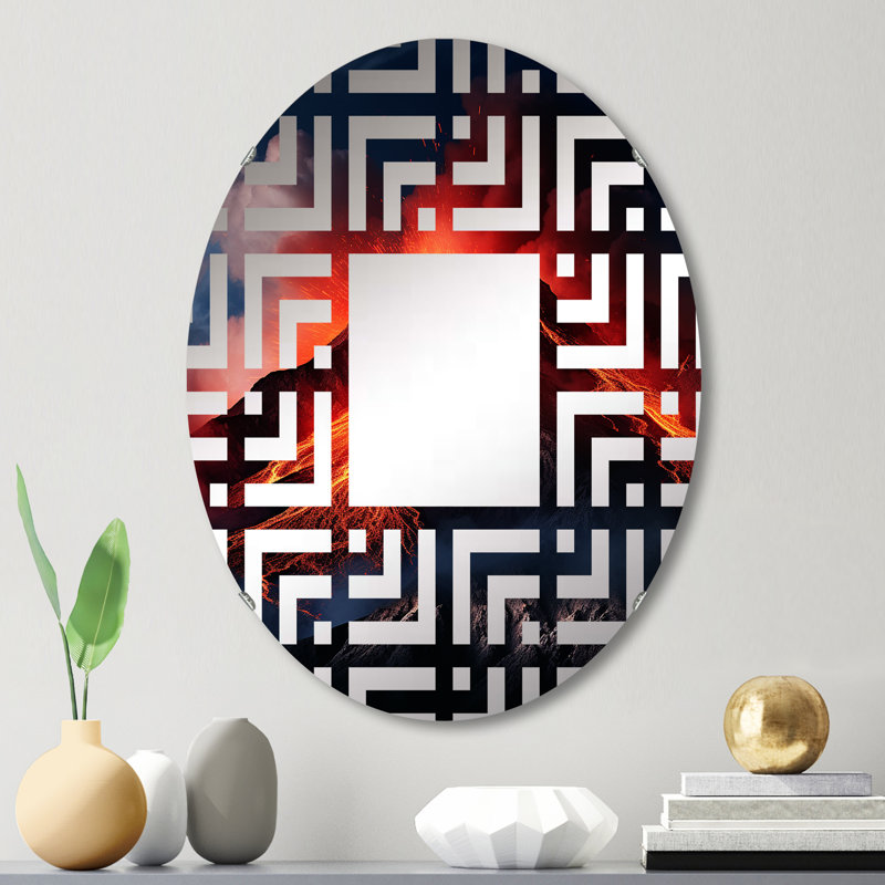 Volcano Volcanic Symphony I - Miroir décoratif labyrinthe | Ovale, 29,5 po x 19,6 po
