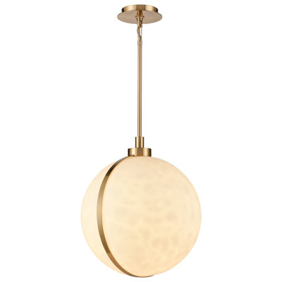 Lumis Pendant in Lacquered Gold  With  Faux Alabaster shade