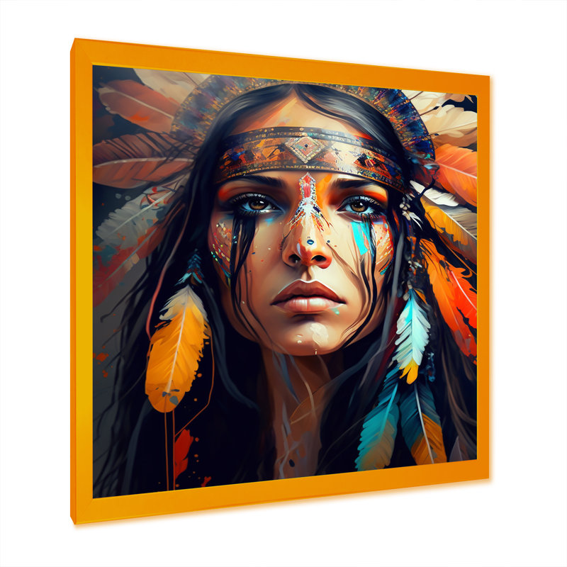 «Colorful Native American Woman VII», reproduction d'art sur toile, H 30 po x l 30 po x P 1 po