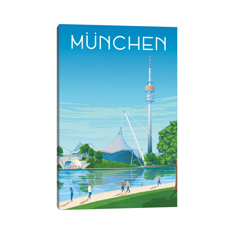 Munchen Germany Travel Print by Olahoop Travel Posters - Gallery-Wrapped Canvas Giclée on Canvas, Does Not Apply