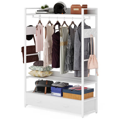 Freestanding Closet Organizer, Garment Rack with 2 Drawers