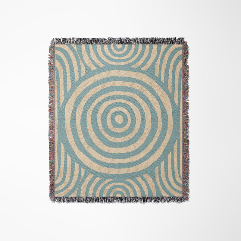 Jeté 100% coton, Grand, Bleu/beige