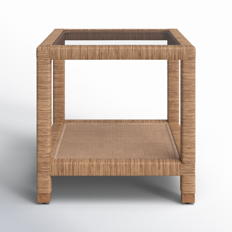 Pine Isle Glass End Table, Honey