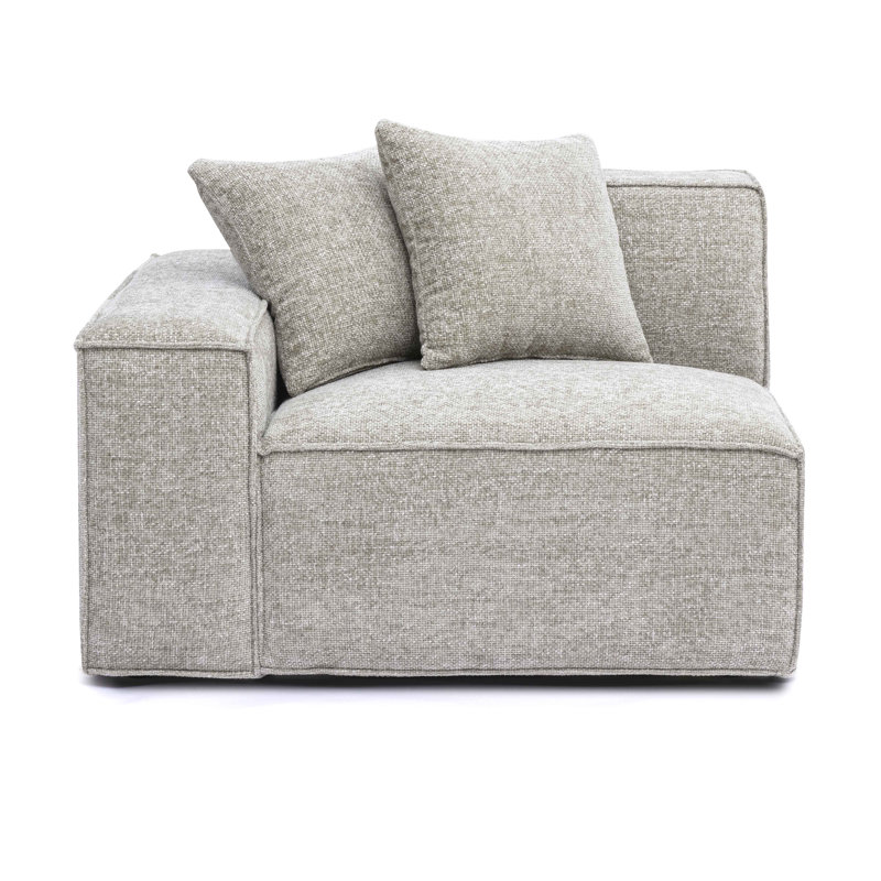 Cherylee Taupe Chenille Basketweave LAF Corner Chair