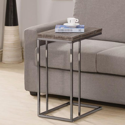 Table à collation industrielle avec finition patinée - thème gris et noir extensible dans un style rustique