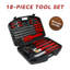 Ensemble d'outils pour barbecue antiadhésif en acier inoxydable 18 pièces avec étui de rangement Clabaugh, rouge