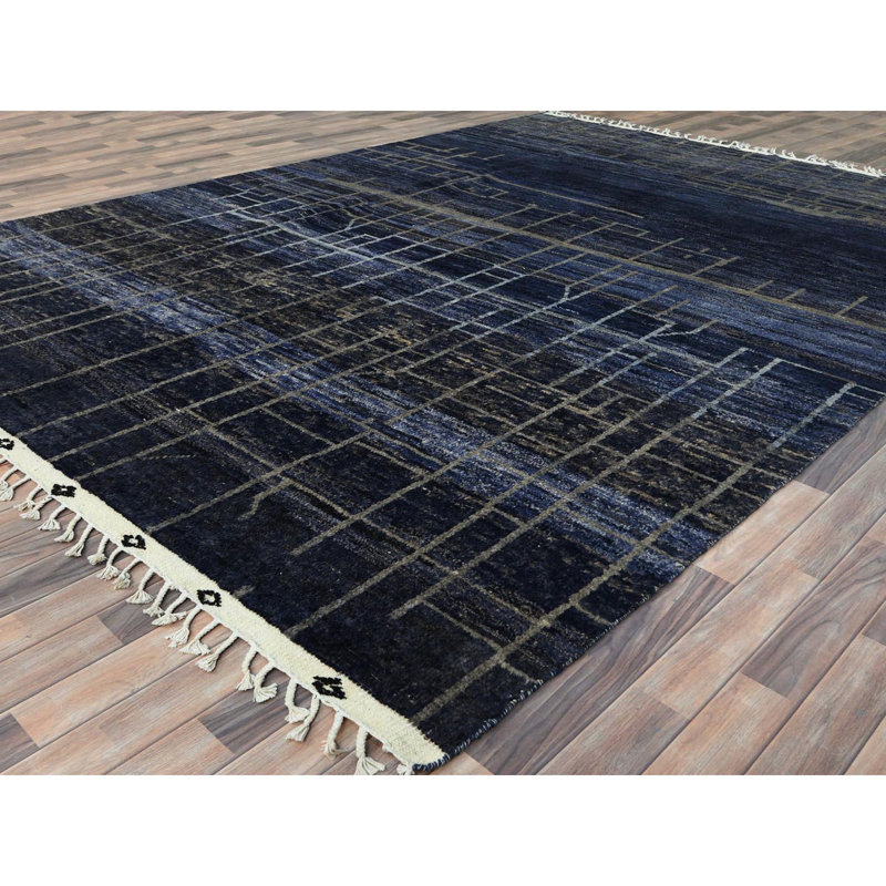 Traeshaun One-of-a-Kind 9' X 12'5" New Age Wool Area Rug Blue