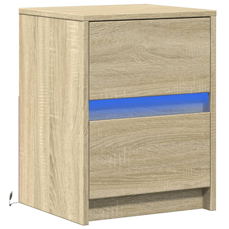 Danjela 38cm W Manufactured Wood Bedside Table, Set of 2, Sonoma Oak