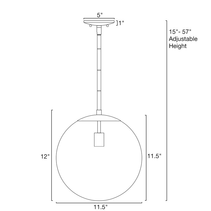 Luminaire suspendu sphère 1 lumière Kimbrielle, H 57 po x l 12 po x P 11,5 po