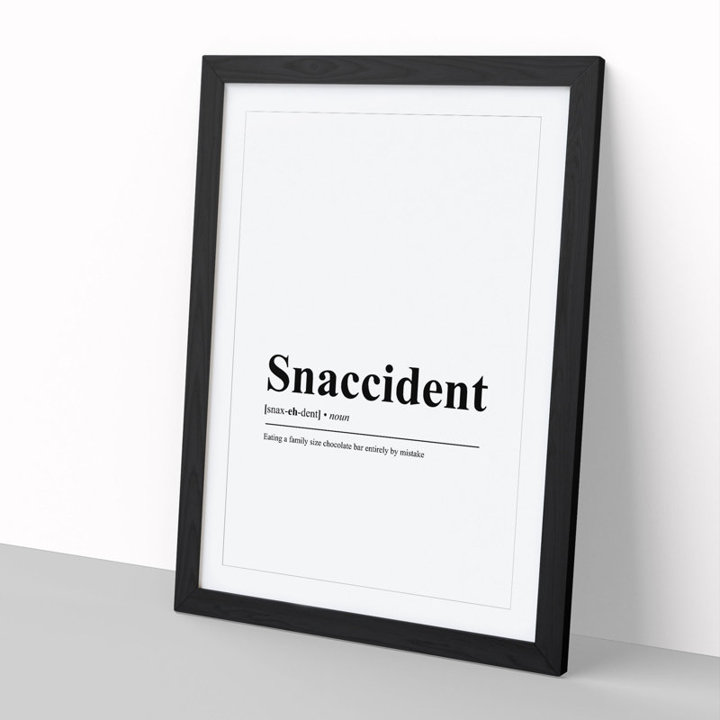 Snaccident - Single Picture Frame Print on Wood, Black Framed, 48cm H x 36cm W x 2cm D