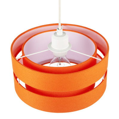 13 cm H Drum Fabric Lamp Shade ( Slip-On ) in Orange