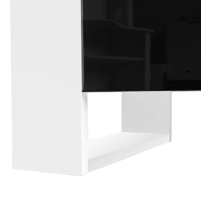 Wood Top TV Stand  With  Electric Fireplace ,2 Cabinets, Black