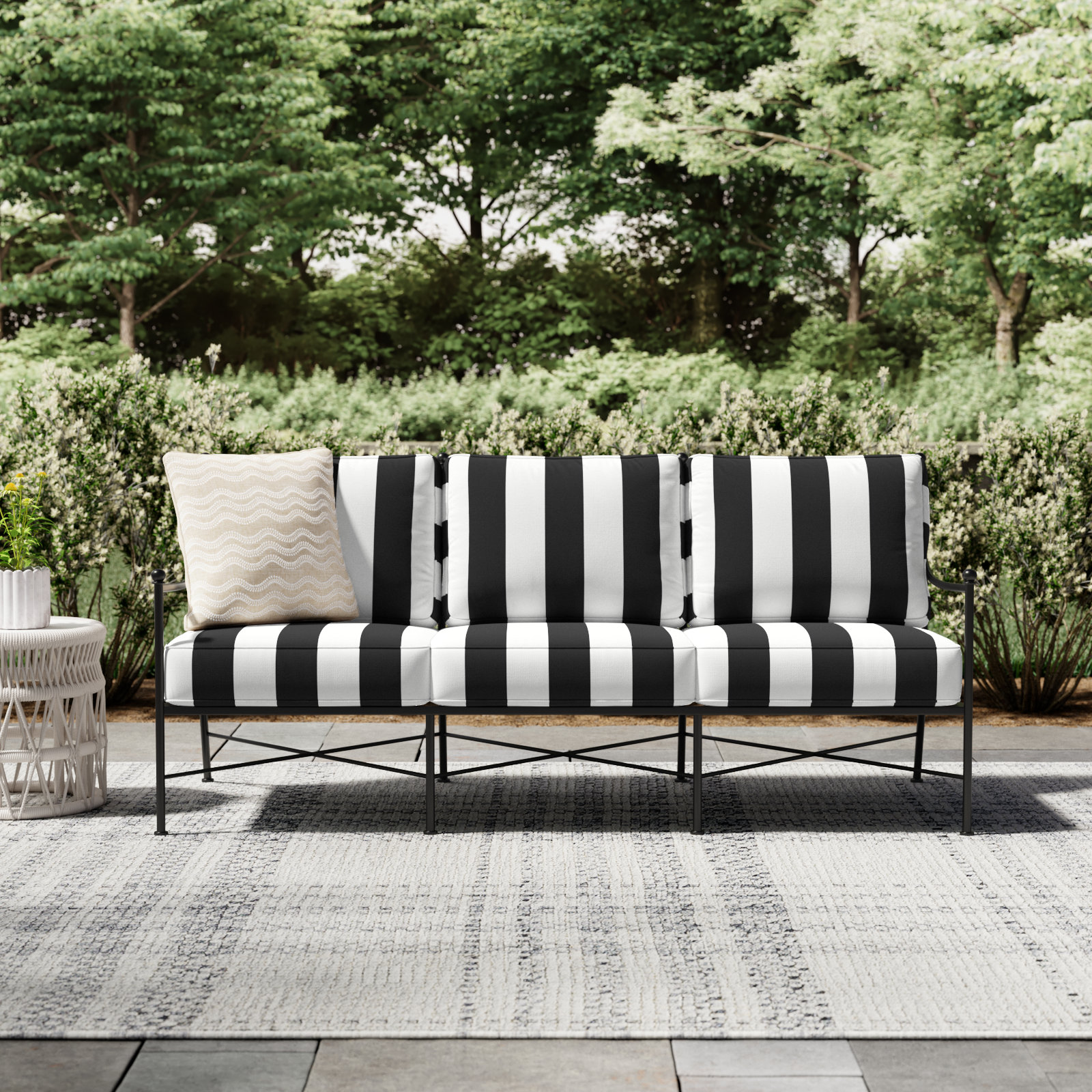 Lucier 76" Sunbrella® Patio Sofa, Cabana Classic Striped Sunbrella®