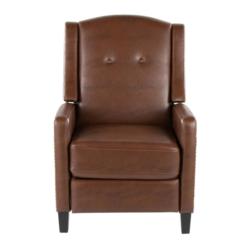 Fauteuil inclinable Stanley en bois noir et similicuir brun Stanley