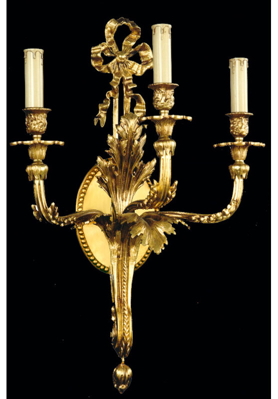 Casted Candle Wall Light, French Gold, 67cm H x 38cm W x 20cm D