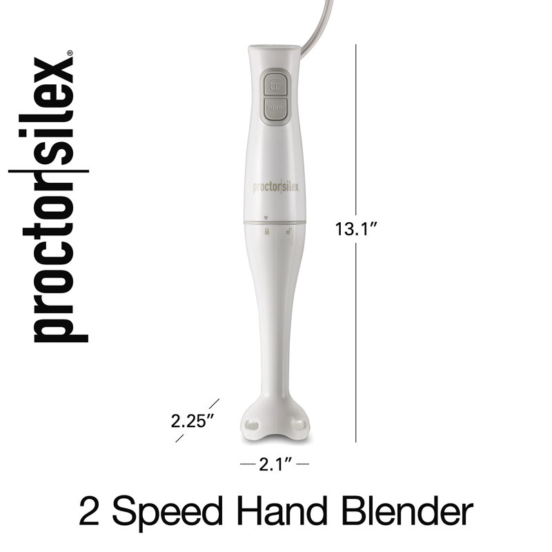 Proctor Silex 2 Speed Hand Blender, Stick Blender, Immersion Hand Blender, White, 59739