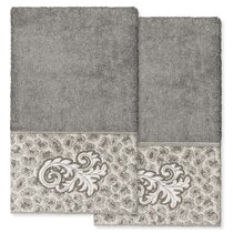 Nicole Miller New York Set of 7 Ivory Oasis Hand Towels Cotton Decorative  NWT