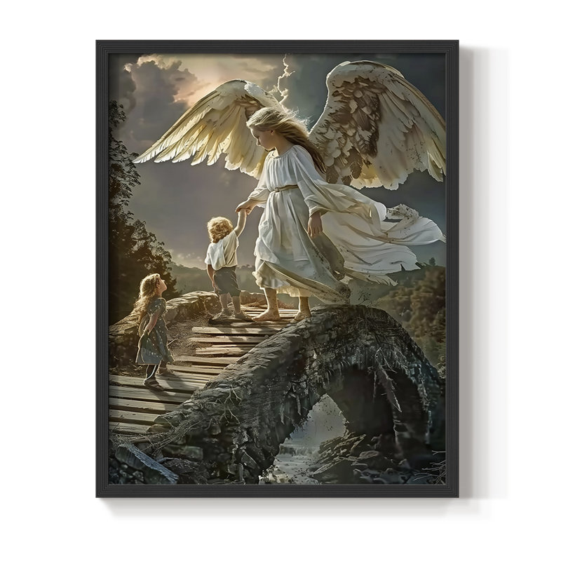 Religious Series CDXLVI, reproduction encadrée - bois massif, H 11 po x l 9 po, Noir, noir, noir, noir