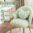 Teddy Fabric Vanity Chair With Backrest And Pillow, Cute Small Cozy Desk Chair No Wheels,Comfy Makeup Ch With Ajustable Gold Legs-702129580