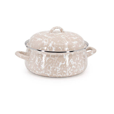 Golden Rabbit Swirl 4 Quarts Enamelware Round Dutch Oven