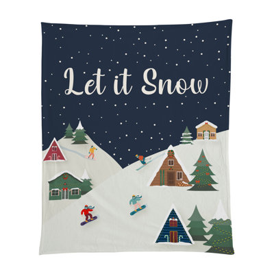 Let it Snow 50'' x 60'' Soft Plush Christmas Blanket with White Backing