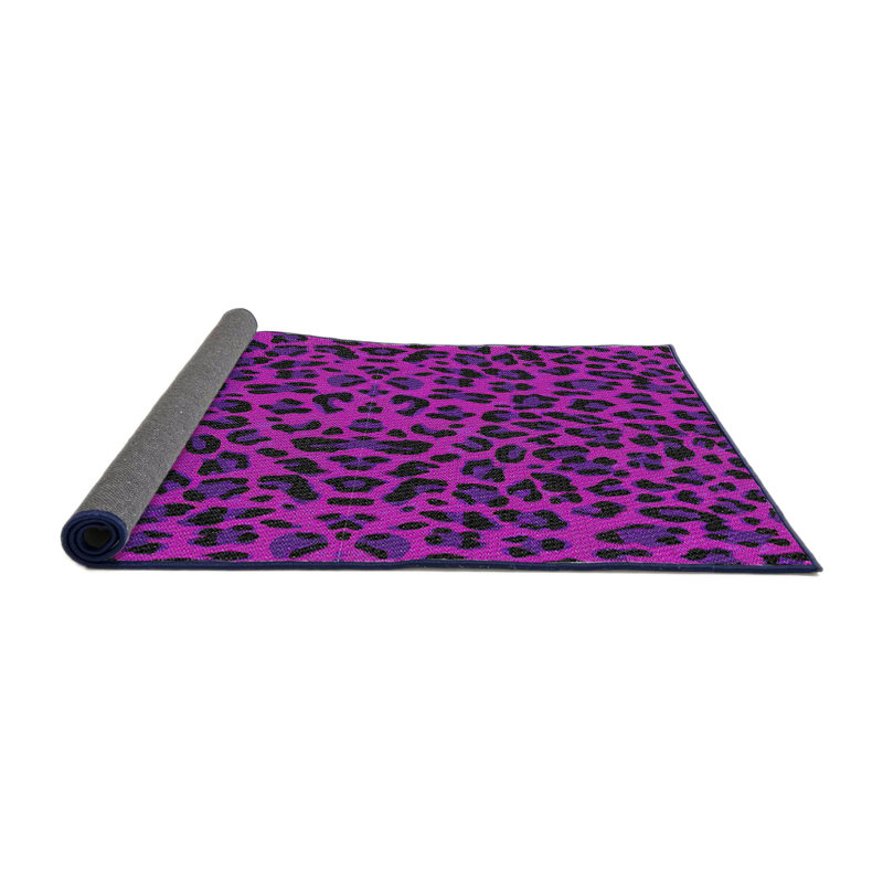 Tapis rose à imprimé animal, Rond 7 pi