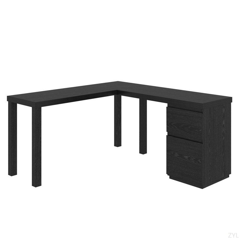 Bureau en L, finition noire