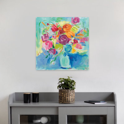 Contemporary Matisse Florals With Abstract Blue Art