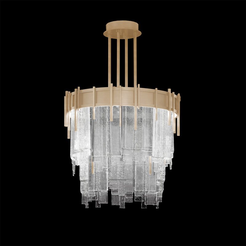 Luminaire suspendu à 10 lumières Arpeggio, Doré, Verre transparent