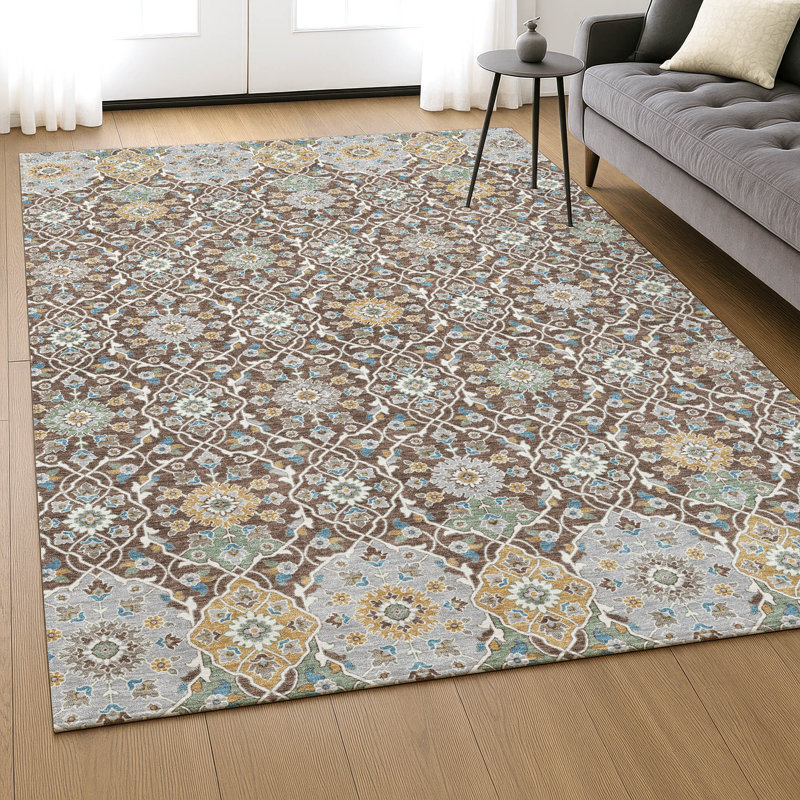 Premium Machine Washable Mayfield AMF2199 panel Rug, 8' x 10', Chocolate