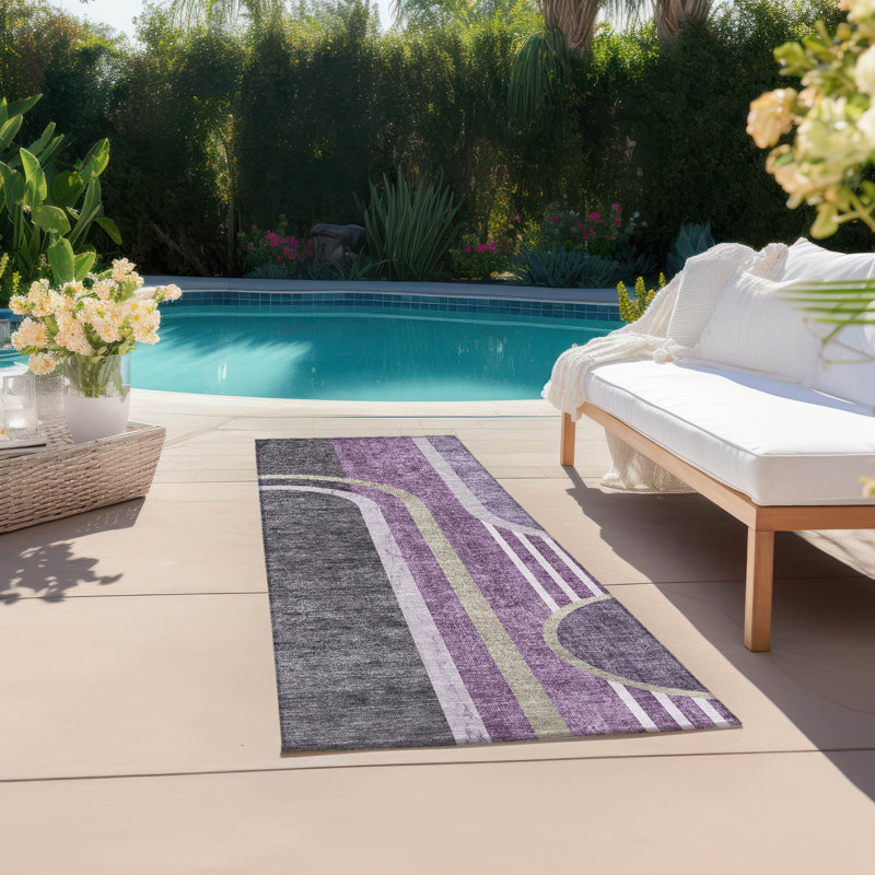 Tapis intérieur / extérieur Kinslee, Tapis de couloir 2 pi 3 po x 7 pi 6 po