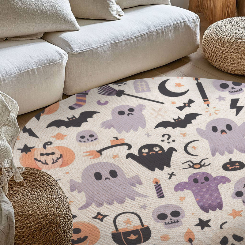 Tapis tressé Chilling Halloween Shadows, Rond 5 pi