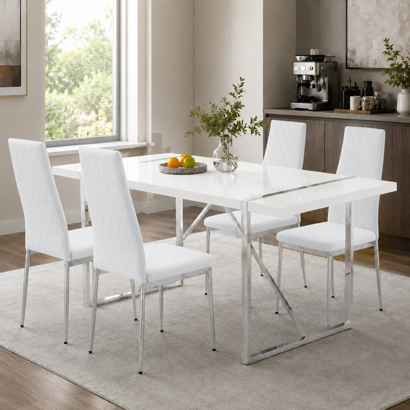 Ensemble de chaises parsons rembourrées Modern Diamond, Blanc, 4