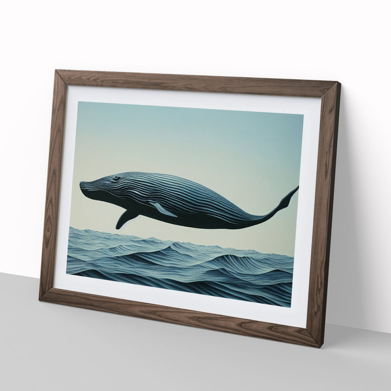 Modern Whale - Framed Print, 34cm H x 46cm W, Walnut Framed