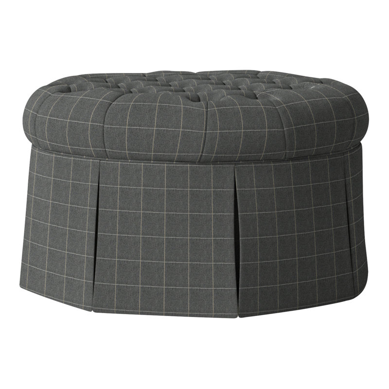 Repose-pieds cocktail capitonné rond 35 po Alma, Perigold Youngman Zinc