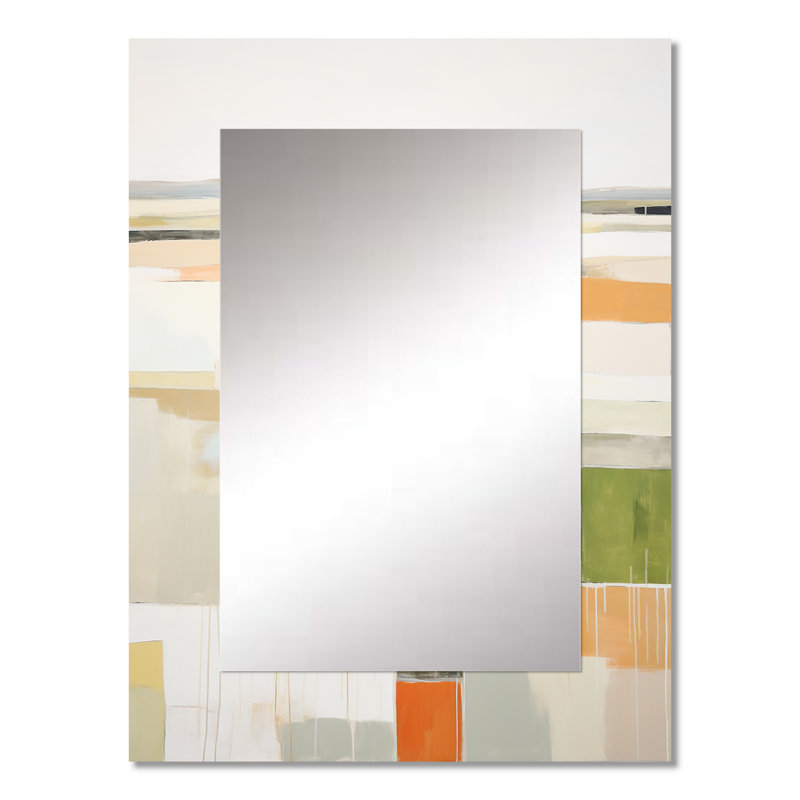 Meadow Modern Geometric Fields - grand miroir mural Meadow, miroir décoratif traditionnel, impression d'art en métal