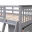Lit superposé simple au-dessus d'un lit double en bois avec six tiroirs et tablettes flexibles, lit inférieur à roulettes, gris-734543021
