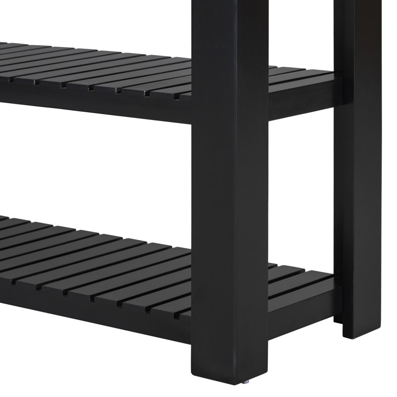 Élégante console avec 4 tiroirs et 2 tablettes, idéale pour les vestibules et les salons., Noir