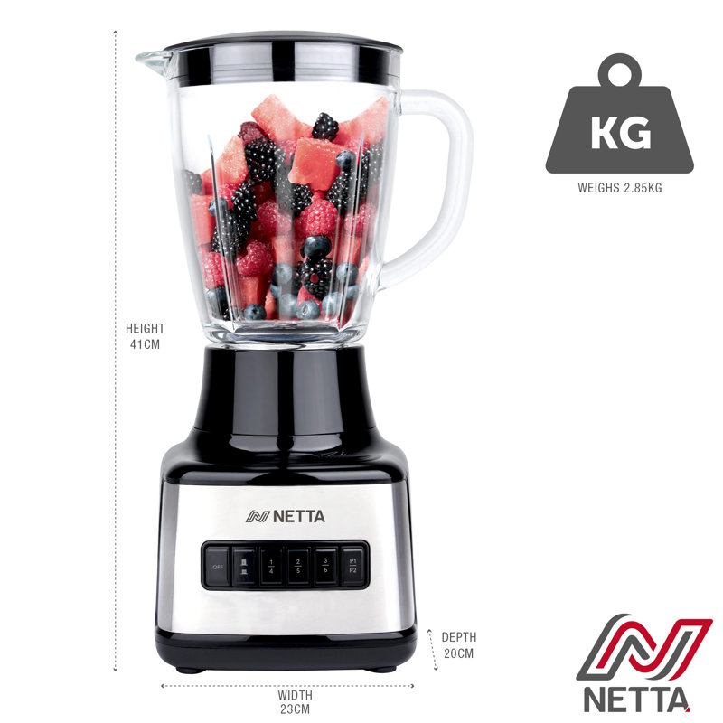 NETTA Table Blender with Glass Jug - 8 Speed Settings
