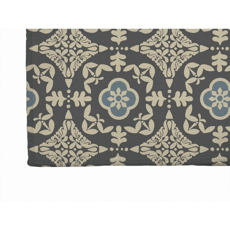Tapis de porte décoratif ultra-mince Sully, Gris anthracite, L 36 po x L 60 po