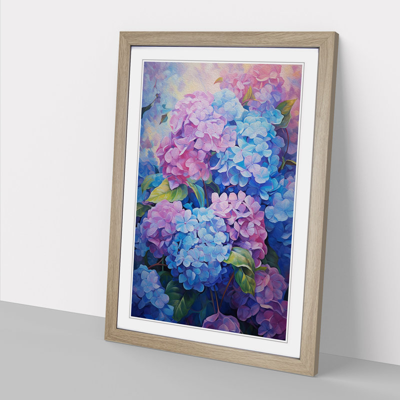 Hydrangea Impressionism - Framed Print, 64cm H x 46cm W x 2cm D, Oak Framed