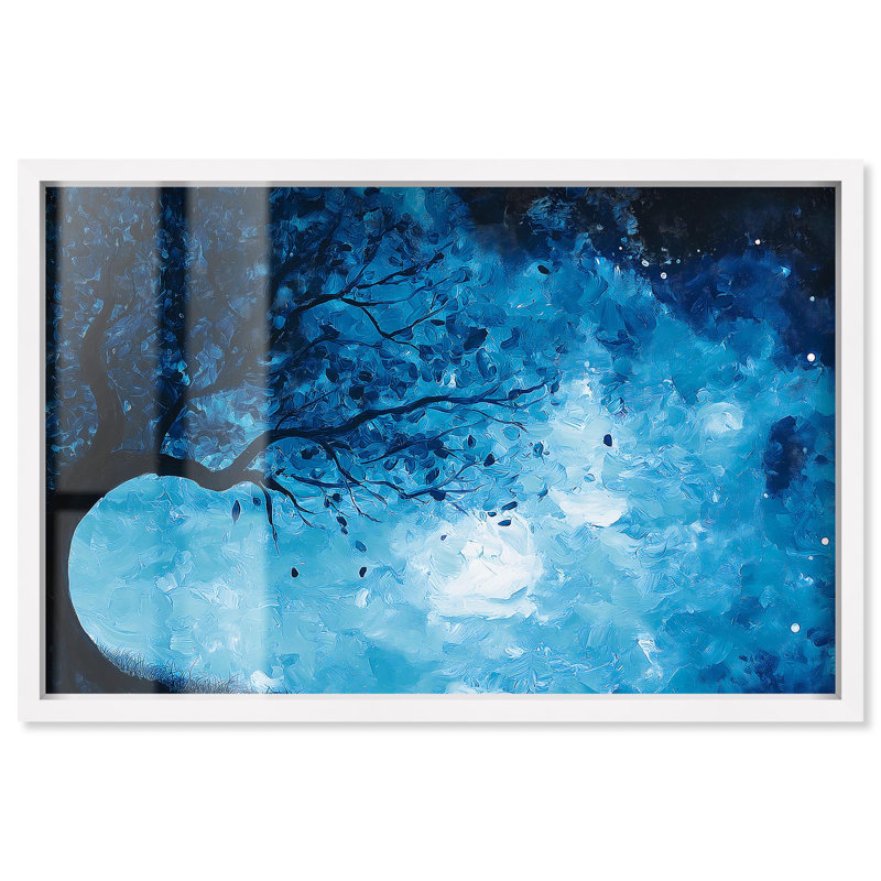 Décoration murale nature feu et glace arbre II Shadowbox par Art Remedy, H 21 po x l 31 po, Blanc