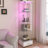 Modern Glass Display Cabinet With Drawer, Quick-Assembly Antique Cabinet With LED Lights, Tempered Glass Bookshelf, 1-Door Storage Case With 4 Shelves For Living Room And Bedroom, White-1006637617